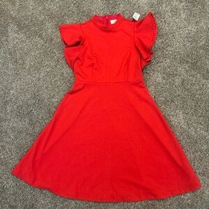 MAEVE Deena Dress Size XS  Red Fit Flare Flutter Sleeve Womens Anthropologie